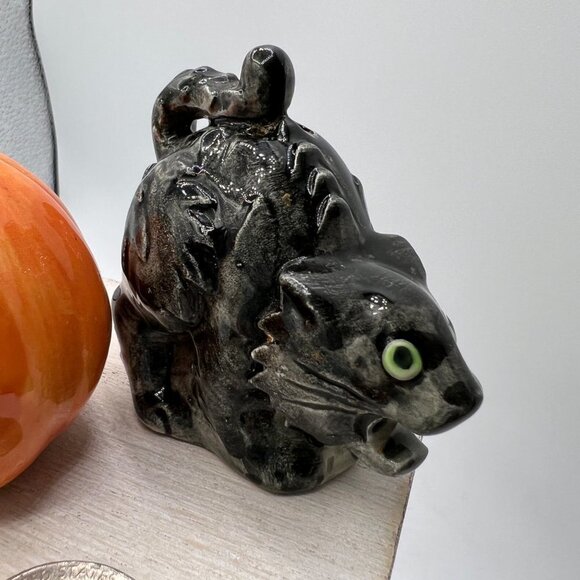 Fritz & Floyd Halloween Cat Pumpkin Salt And Pepper Shakers - Picture 6 of 10